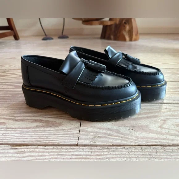 Dr Martens Adrian quad Black Platform Loafers with Tassels size 9 - Picture 1 of 5